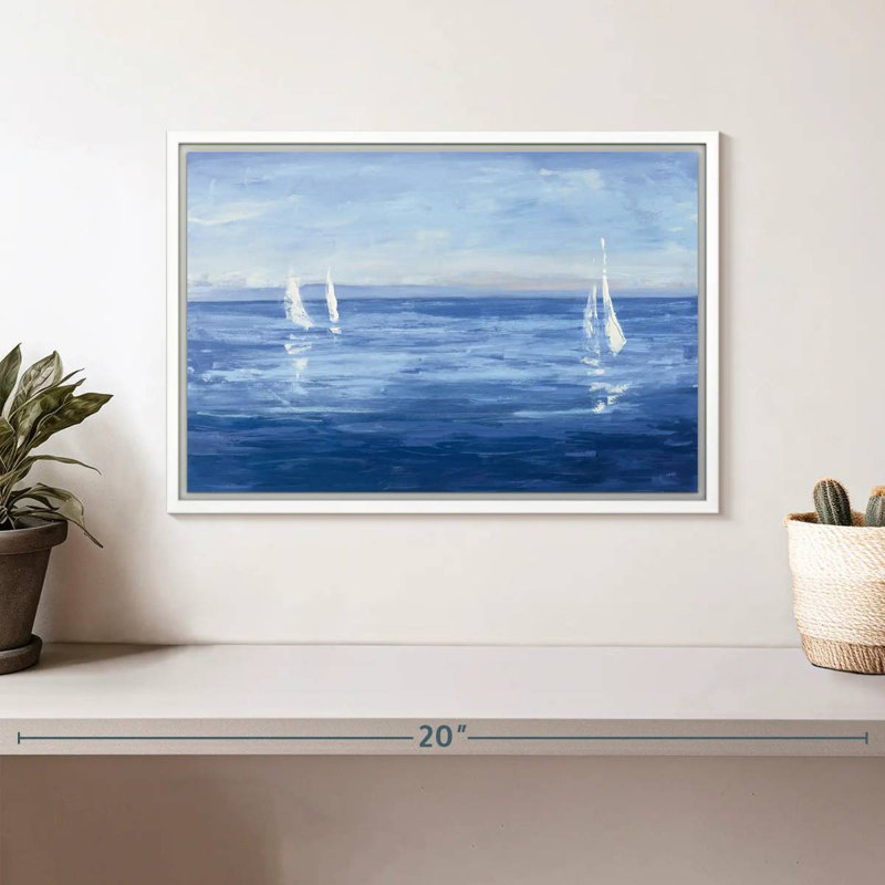 Voile ouverte, Cadre flottant blanc, 13 po x 9 po