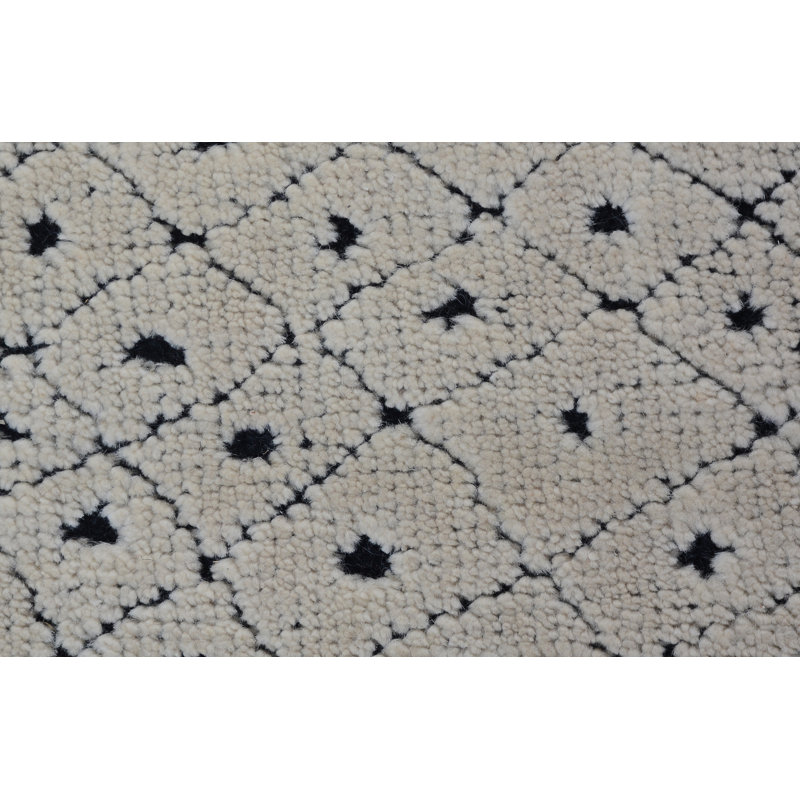 Wool Geometric Area Rug in Ivory, Rectangle 8' x 10'