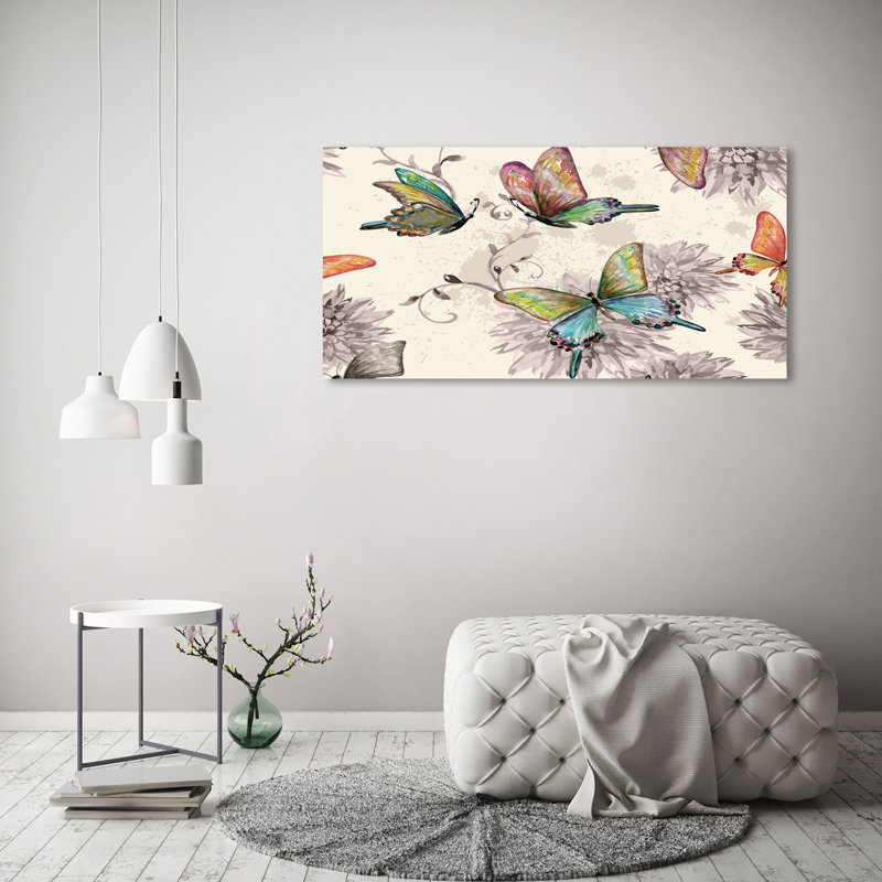Butterflies And Flowers - Wrapped Canvas Print