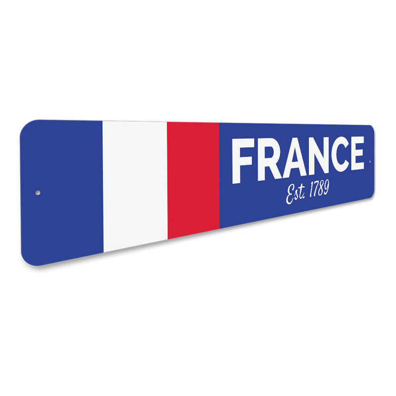 Drapeau français en aluminium, H 4 po x l 18 po x P 0,04 po