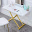 Table élévatrice multifonctionnelle moderne avec plateau en panneau de fibres à densité moyenne de 0,8 po d'épaisseur et pieds en métal doré, pouvant être utilisée comme coiffeuse, table basse, table de salle à manger et table de bureau. Bureau texturé blanc.-90216971-90216970-90216968