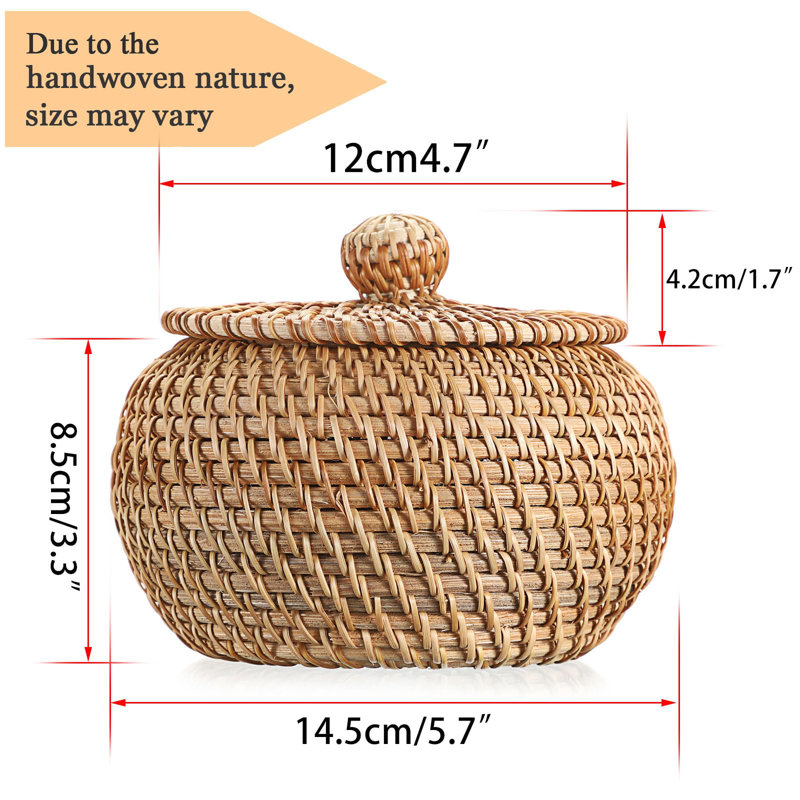 Round Rattan Boxes with Lid