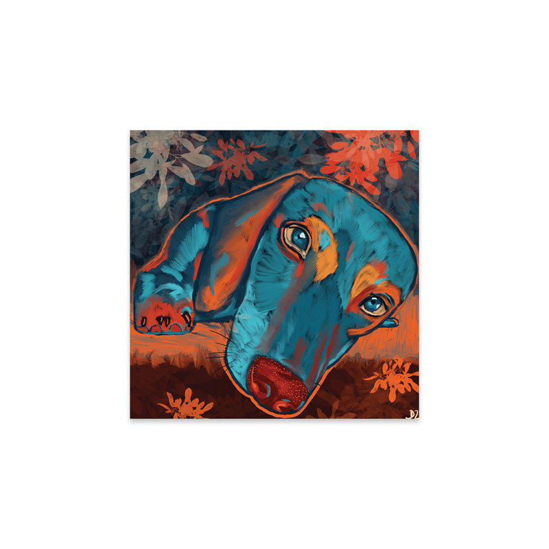 Teckel sur peinture plastique / acrylique