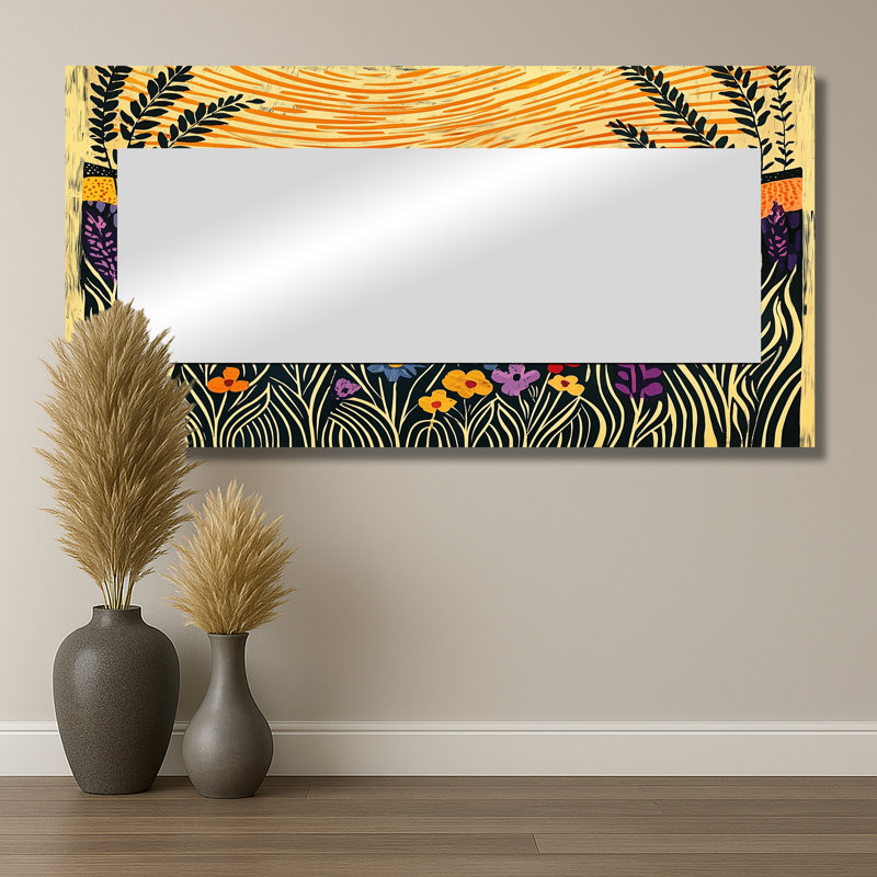 «Mosaic Meadow Optic Horizon II», art mural en miroir, imprimé sur métal, 28 po x 55 po