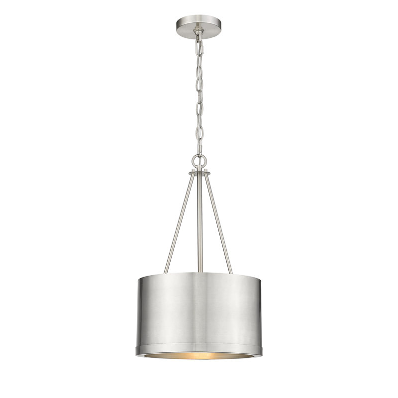 Luminaire suspendu tambour 1 lumière Calondra, Nickel satiné brossé