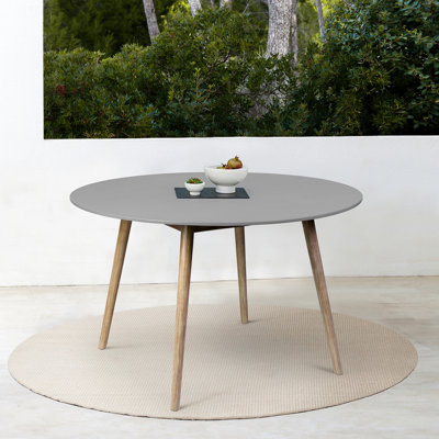 Table de salle à manger ronde pour une utilisation intérieure ou extérieure, avec pieds en eucalyptus et plateau en super pierre grise, diamètre 47, résistant aux intempéries, assemblage facile en eucalyptus, tracas - Instructions d'assemblage