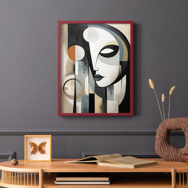 WOMEN Series LII - reproduction encadrée de qualité supérieure - prête à être accrochée - aucun clou requis, Rouge