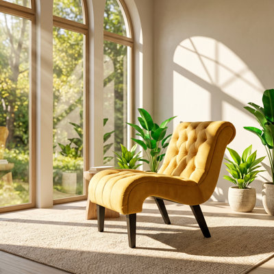 COOLMORE 22.83" W x 30.71" D x 33.86" H Velvet Solid and Plywood Accent Chair