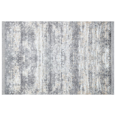 Tapis gris / blanc tissé à plat et rectangulaire 2 pi 7 po x 4 pi 11 po Sartin