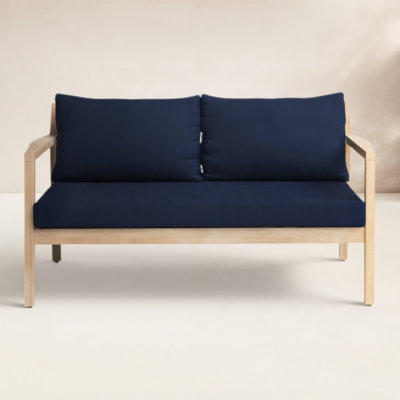 Amina 58" Wide Outdoor Love Seat with Cushions