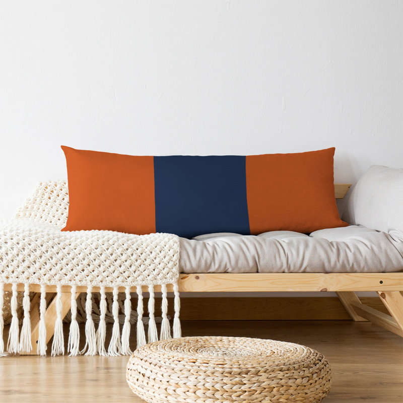 Polyester Medium Pillow, Orange/Navy/Orange, Adairsville