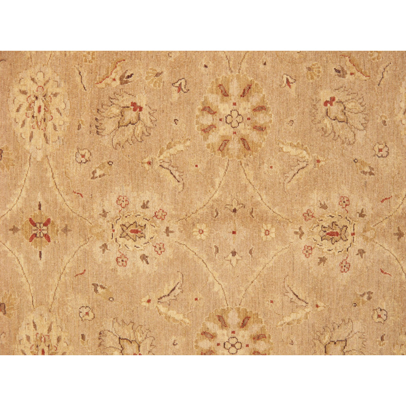 Tapis unique en laine noué à la main beige et brun 8 pi 10 po x 11 pi 2 po années 2010 Melody