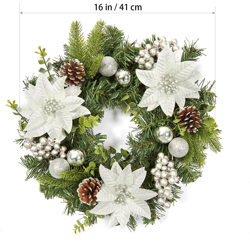 Faux 40.64cm Wreath, Silver