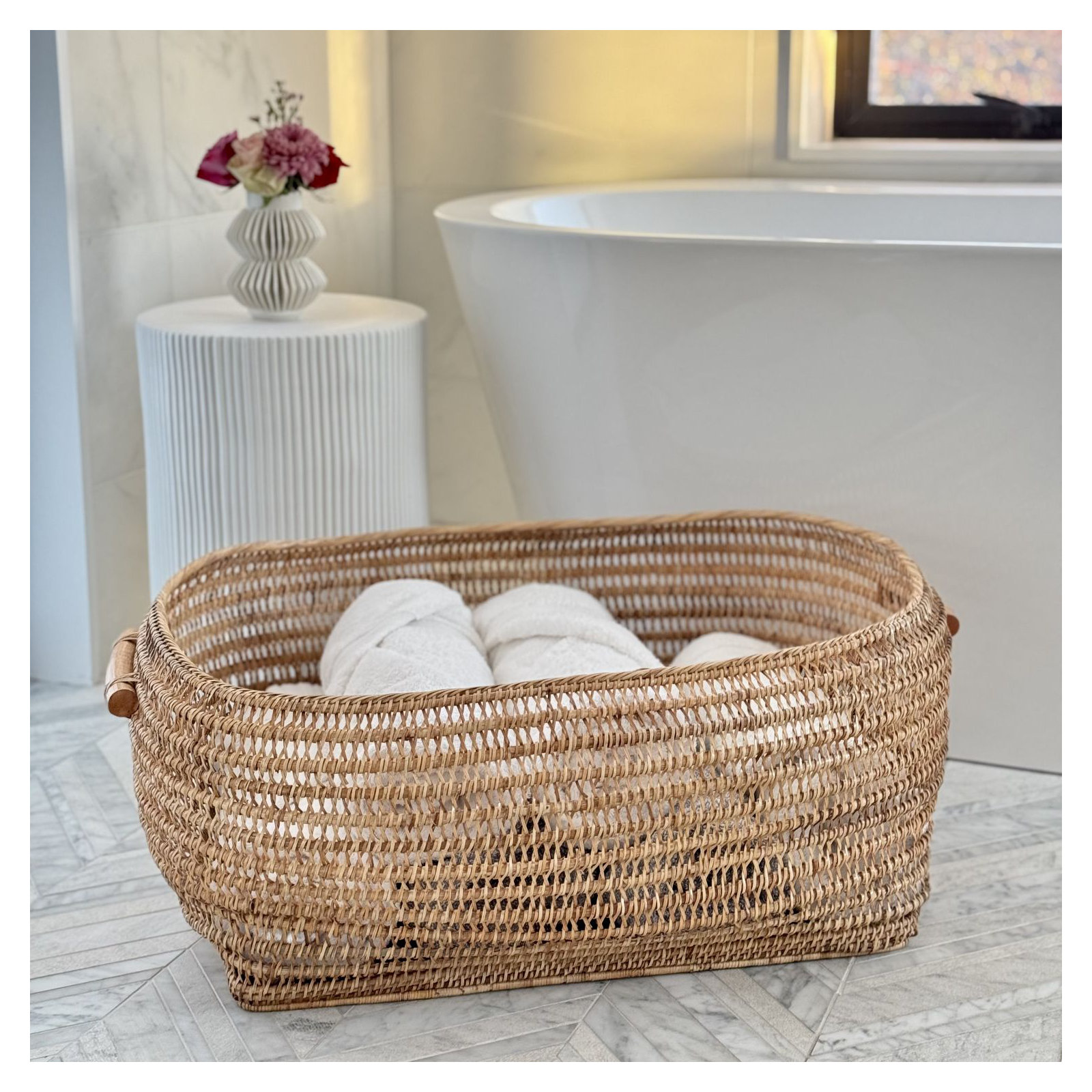 Tatiana Rattan Basket With Handles 1