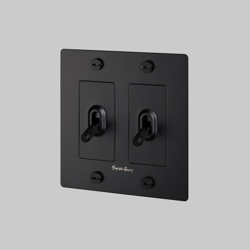 Interrupteur à bascule double avec logo, Noir mat