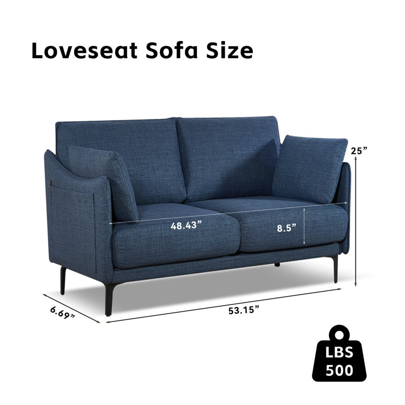Canapé 2 places en tissu Loveseat, Bleu