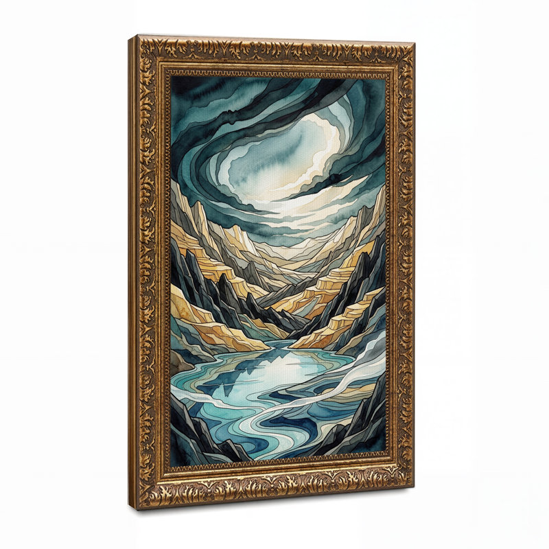 «Swirling Sky Over Blue River And Golden Canyon», art mural, H 24 po x l 16 po
