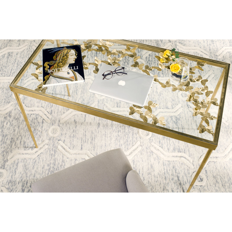 Chalanda Glass Top Metal Base Executive Desk