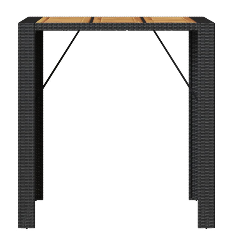 Grande table de bar en rotin Vidaxl, H 43,3 po x l 41,3 po x P 31,5 po, Noir