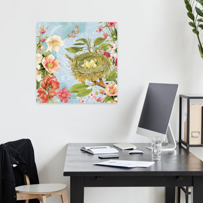 Contemporary Art Butterfly Bird Flower Art by Katie Pertiet - Wrapped Canvas Print
