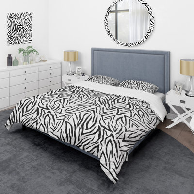 Ensemble de housse de couette en microfibre blanc / noir 3 pièces