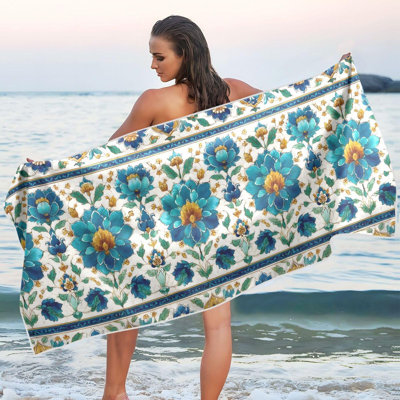 Couverture de plage surdimensionnée à motif de sable à séchage rapide surdimensionné avec sac de rangement, 36 x 72 po, et un sac en toile de style chinois gratuit est inclus