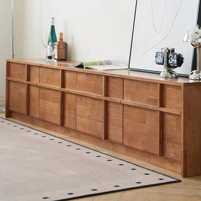 Rubberwood TV Stand with Multi-Drawers Storage