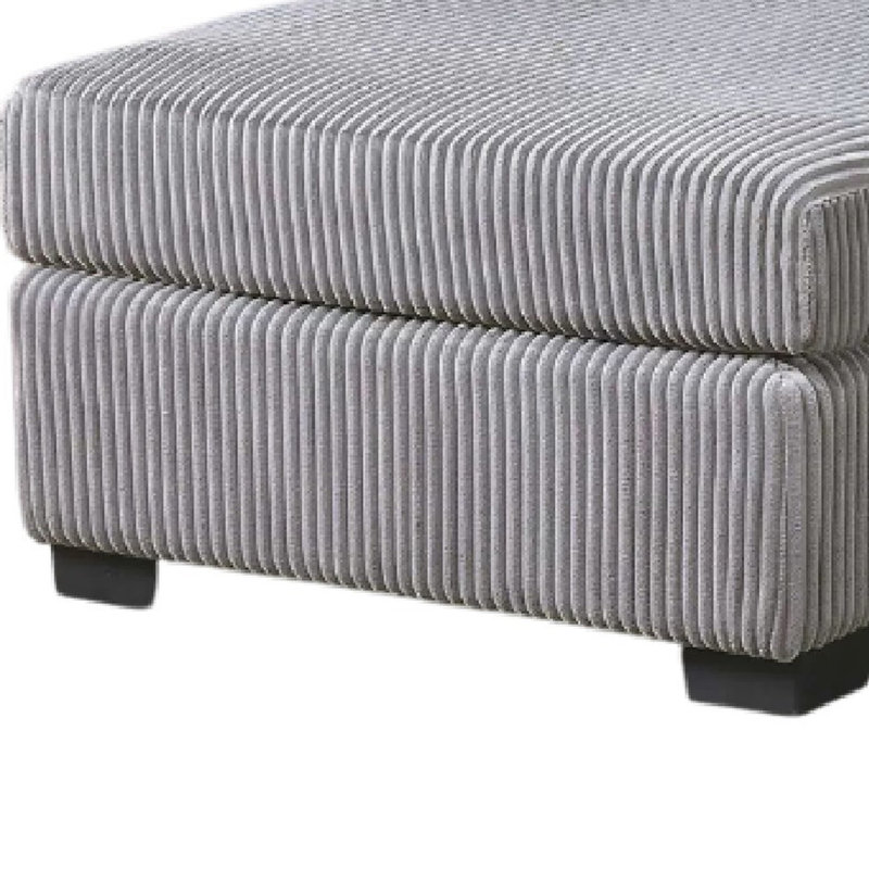 Leah All-In-One Chaise Sectional Sofa, Track Arms, Light Gray Corduroy, Light Gray Corduroy