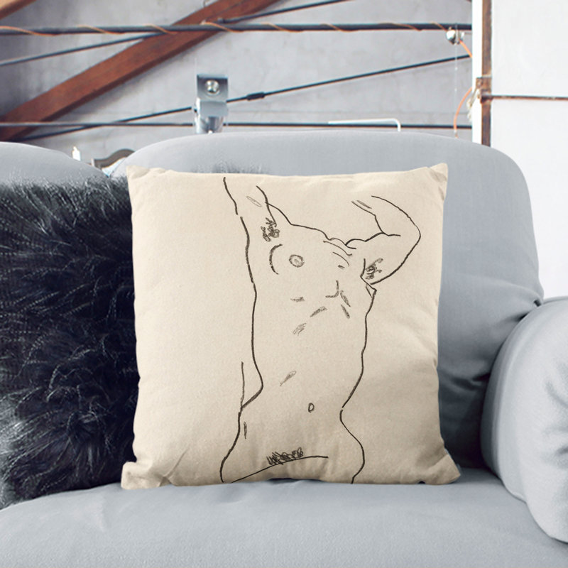 Study Of A Naked Woman Vol.2 Square Throw Cushion, Stone, 55cm H x 55cm W x 20cm D