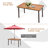 Gracie Oaks 55'' Patio Rattan Dining Table Acacia Wood Table Top Umbrella Hole