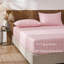 Ensemble de draps rose à rayures très grandes tailles - literie 100% coton rayé 4 pièces, tissage percale doux et respirant, poche profonde de 17,5 po, aspect lin luxueux, confort toutes saisons-123229406-123229398