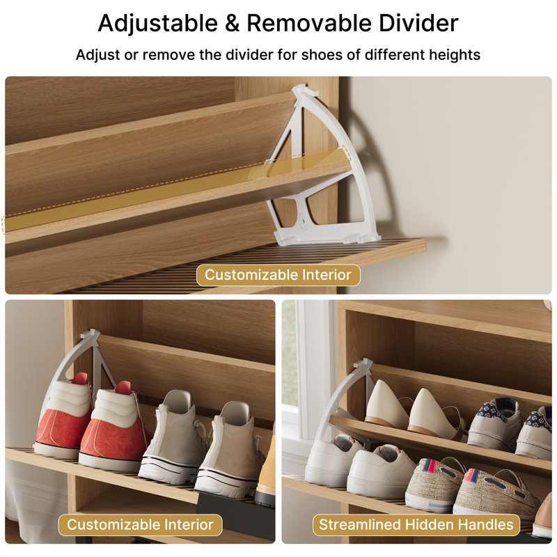 36 Pair Shoe Storage Cabinet with Flip Drawers, Freestanding Shoe Organizer Cabinet for Entryway, Hallway