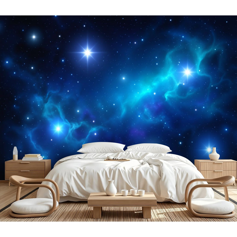 Papier peint adhésif autocollant Galaxy Cosmic Night Sky Stars Nebula, 99.6" L x 144" W