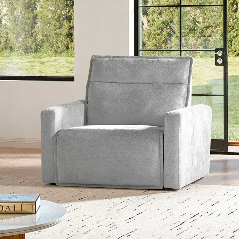 Fauteuil inclinable électrique surdimensionné sans mur Majida, Gris clair de lune