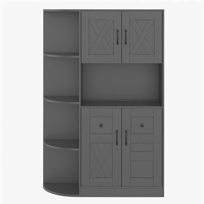 Armoire de vestibule multifonctionnelle de gauche à droite (peut être utilisée séparément) avec rangement et 4 crochets, armoire de rangement / arbre d'entrée 2 en 1 pour le salon, la cuisine et le couloir, noir