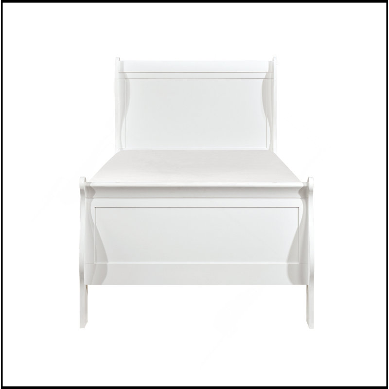 Mobilier de chambre à coucher de style Louis Philippe en bois 1pc, Lit simple, Blanc
