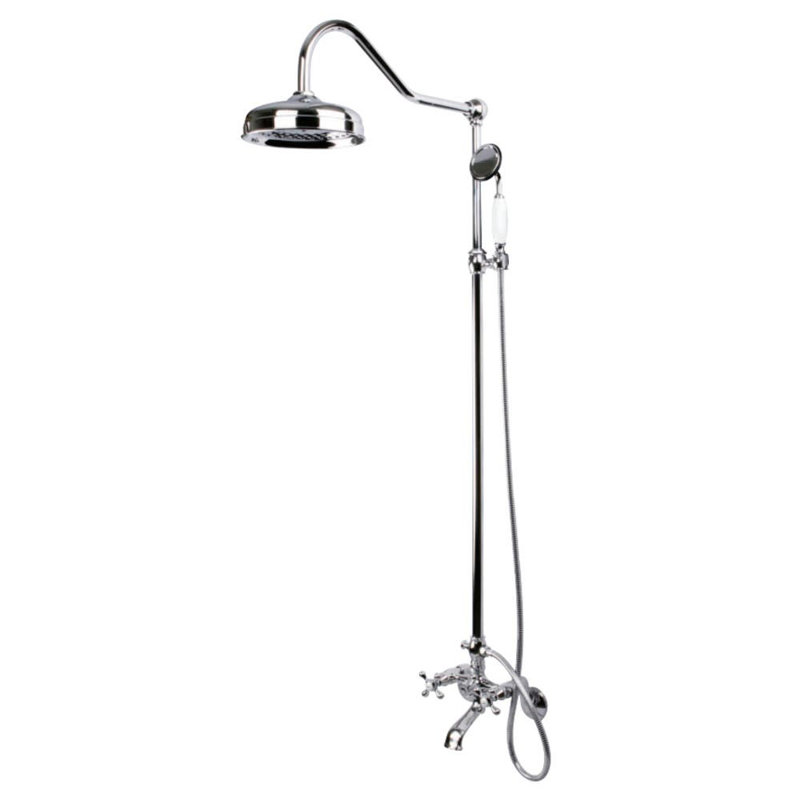 Kingston Brass Vintage Two-Handle 2-Hole Wall Mount Clawfoot Tub Faucet Package with Shower Combo and Hand Shower