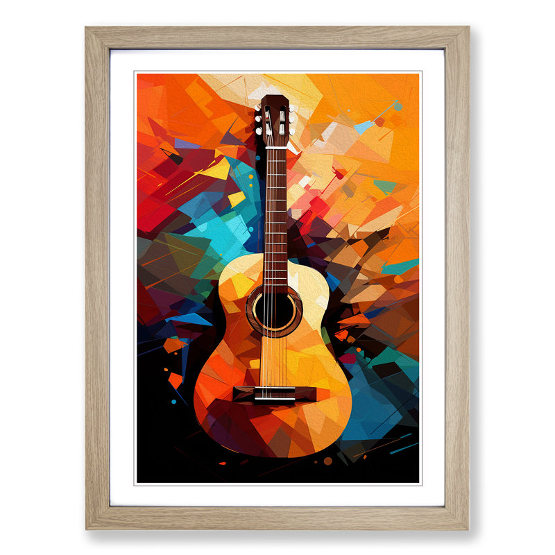 Acoustic Guitar Pop No.2 - Framed Print, Oak , 34cm H x 25cm W x 2cm D