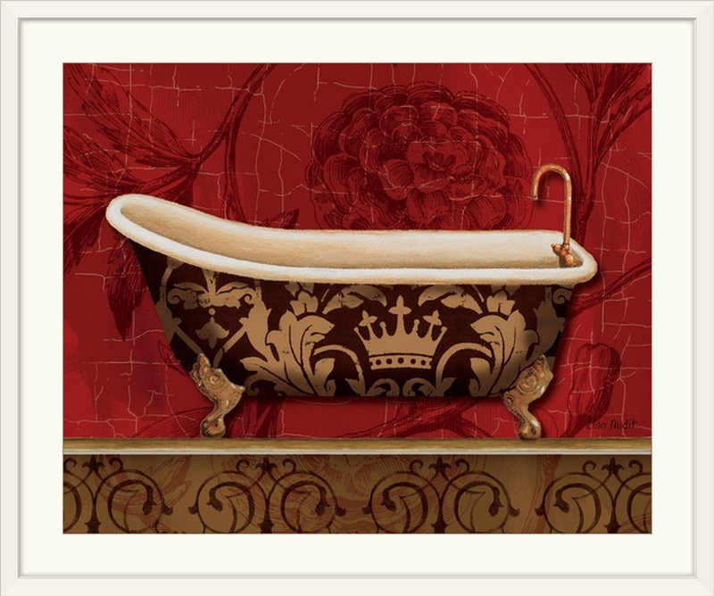 « ii » par lisa audit, impression Royal Red Bath, H 32 po x l 38 po x P 1 po, Cadre blanc