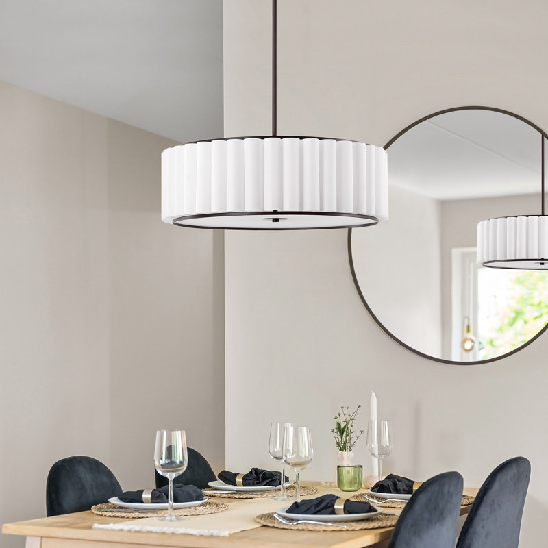 24" 5-Light Pleated Drum Chandelier, Bronze