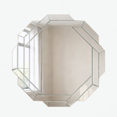 Living Room Mirror, Beveled Edge Frameless Wall Mirror for Wall Decor, Bathroom, Dining Room and Hallway