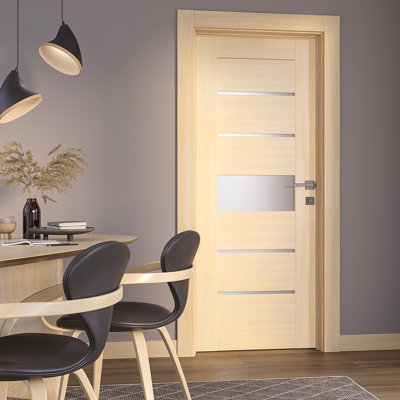 Avon 07-06 DIY-Friendly Manufactured Wood Frosted Glass Paneled Interior Single Swing Door