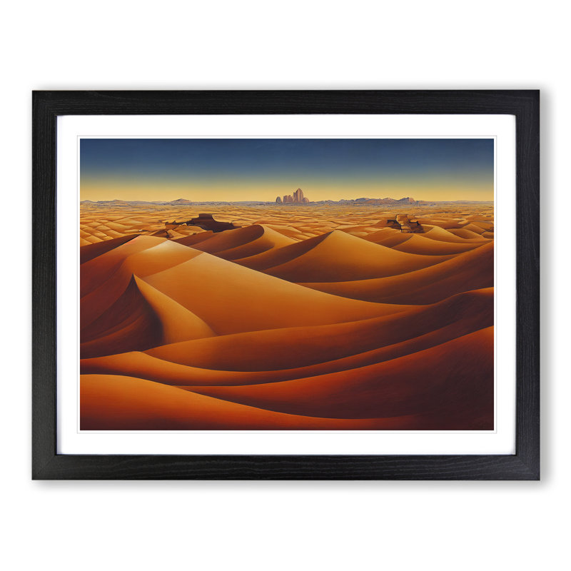 Golden Sand Desert Vol.2 1 Piece Single Picture Frame Wall Art, 34cm H x 46cm W x 2cm D, Black Framed
