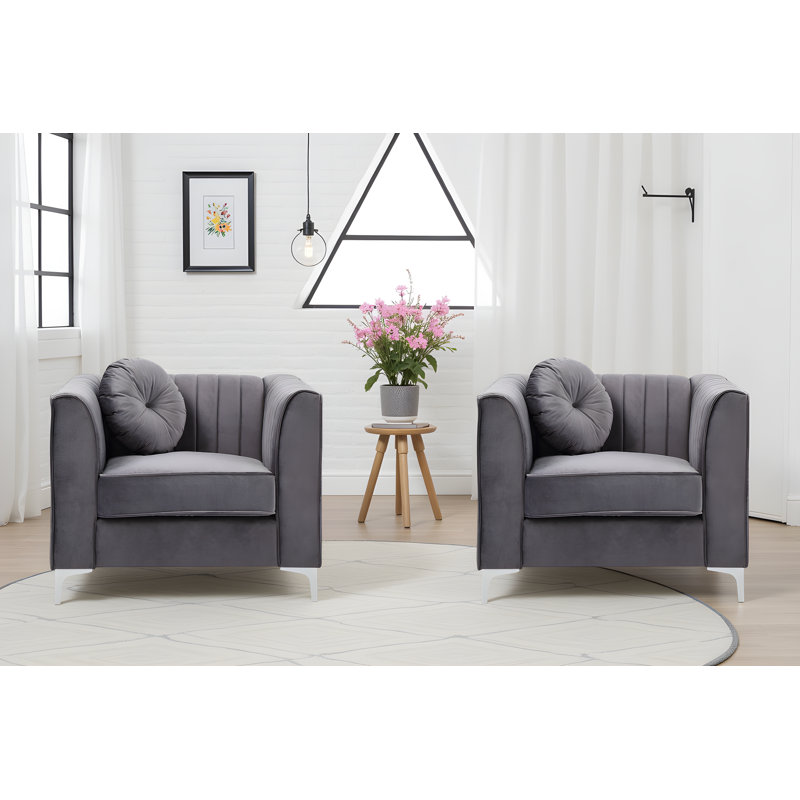 Chaise en velours de suède Tetouan, Gris, 2