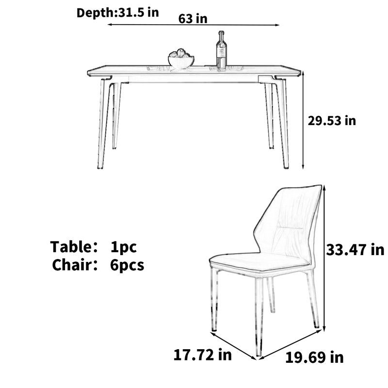 Cette élégante table de style italien combine le durabili, H 29,53 po x L 63 po x l 31,5 po