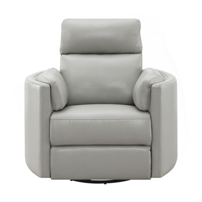 Sagen Gray Faux Leather Glider Recliner With Swivel