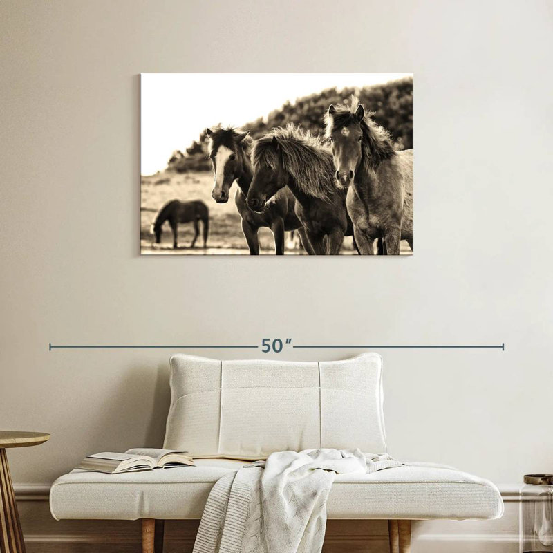 Horses Three Sepia, 24" H x 36" W