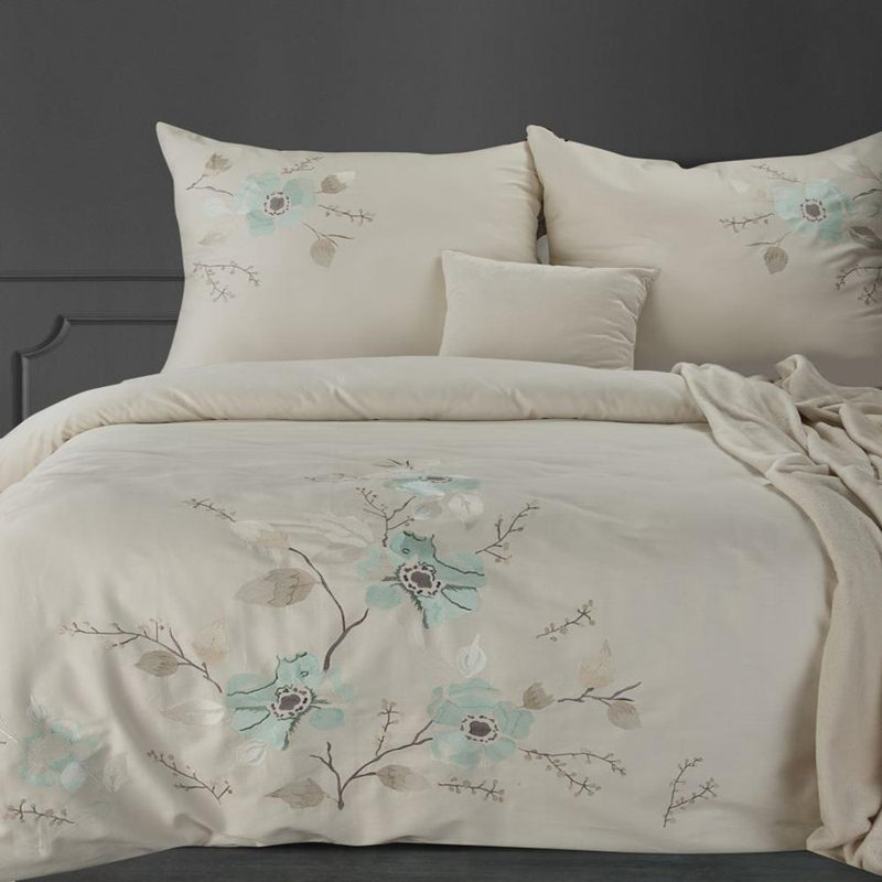 Genessi No Pattern Duvet Cover with Pillowcases, Cream, 160 x 200cm - 2  Pillowcases (70 x 80cm)