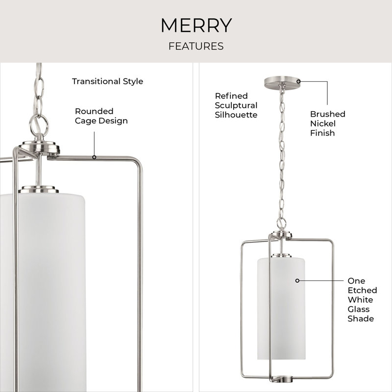 1 - Light Lantern Pendant, Brushed Nickel