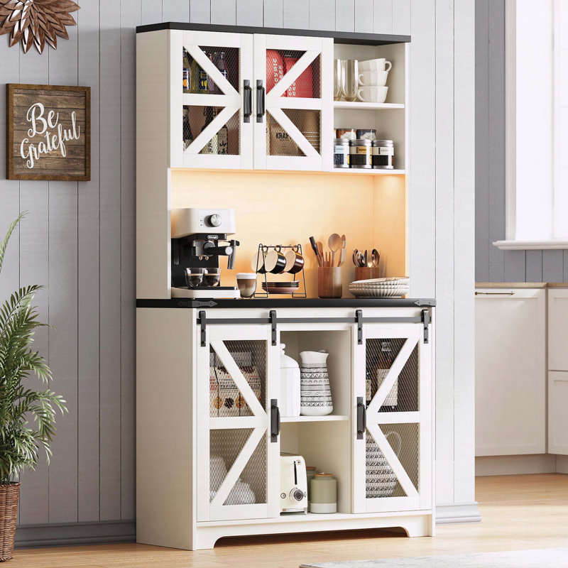 Garde-manger 71 po avec station de charge et lumières DEL 71 po Farmhouse